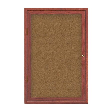 United Visual Products Single Door Enclosed Radius EZ Tack Board, 36"x36", Gold/Green UV7002EZ-GREEN-GOLD